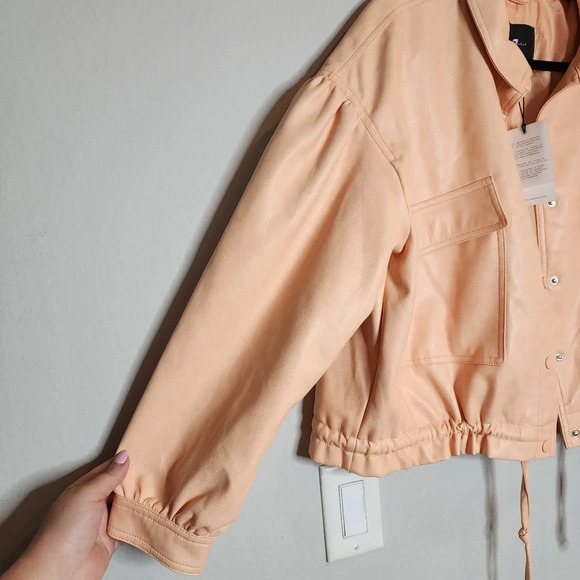 NWT 7 For All Mankind Vegan Leather Peach Jacket women's size large - Picture 15 of 17